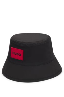 Kids' reversible bucket hat with logos, Black