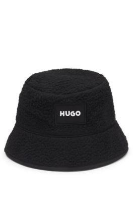 Kids' reversible bucket hat with logos, Black