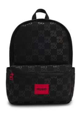 Kids' logo-badge backpack with monograms, Black