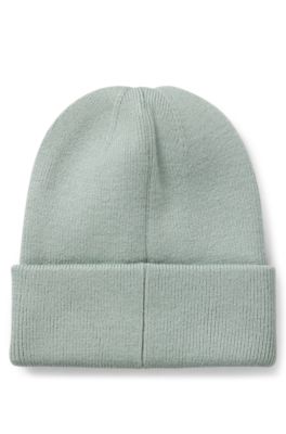 Kids' beanie hat with logo label, Blue