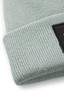 Gorro de punto para ni&ntilde;os con etiqueta con logo roja, Azul