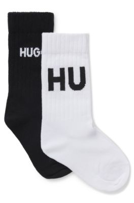Two-pack of kids' socks with logo details, Black