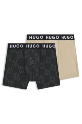 Two-pack of kids' boxers in stretch cotton, Black