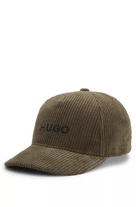 Kids' embroidered-logo cap in corduroy