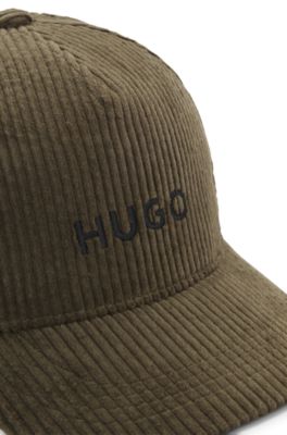 Kids' embroidered-logo cap in corduroy, Dark Green