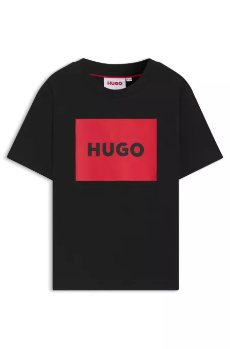 Kids' regular-fit cotton T-shirt with red logo