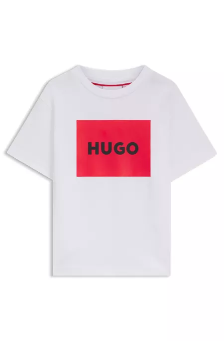 Kids' regular-fit cotton T-shirt with red logo