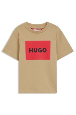 Kids' cotton logo T-shirt, Khaki