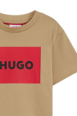 Kids' cotton logo T-shirt, Khaki