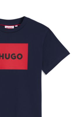Kids' cotton logo T-shirt, Dark Blue