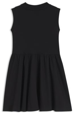 Kids' sleeveless cotton dress with a skater skirt, Black