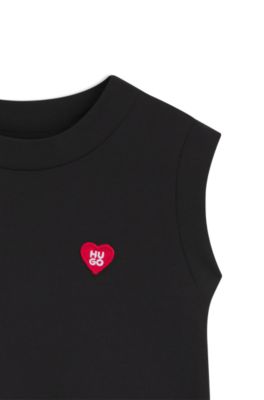 Kids' sleeveless cotton dress with a skater skirt, Black