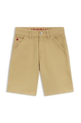 Shorts loose fit para ni&ntilde;os de algod&oacute;n el&aacute;stico, Caqui