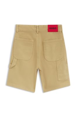 Shorts loose fit para ni&ntilde;os de algod&oacute;n el&aacute;stico, Caqui