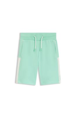 Shorts para ni&ntilde;os en forro polar de algod&oacute;n con logo, Verde