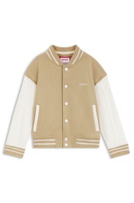 Chaqueta para ni&ntilde;os de algod&oacute;n con logo ilustraci&oacute;n en la espalda, Caqui