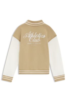 Chaqueta para ni&ntilde;os de algod&oacute;n con logo ilustraci&oacute;n en la espalda, Caqui