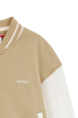 Kids' cotton-blend jacket with back artwork, Khaki