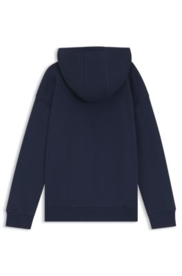 Kids' fleece hoodie with logo print, Dark Blue