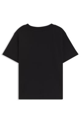 Camiseta para ni&ntilde;os en algod&oacute;n con logo estampado en relieve, Negro