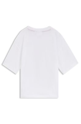 Kids' cotton T-shirt with logo artwork, White