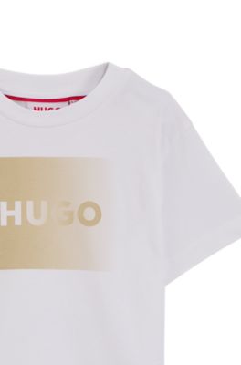 Camiseta para ni&ntilde;os en algod&oacute;n con logo de dise&ntilde;o, Blanco