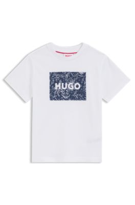 Kids' cotton T-shirt with printed logo, White