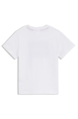 Kids' cotton T-shirt with printed logo, White