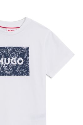 Kids' cotton T-shirt with printed logo, White