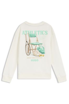 Kids' fleece sweatshirt with sports artwork, White