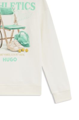 Kids' fleece sweatshirt with sports artwork, White