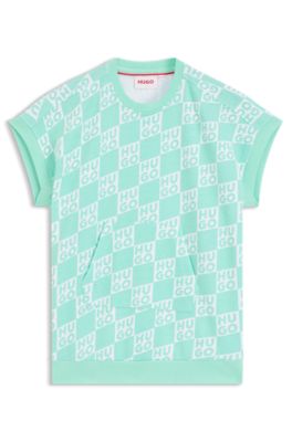 Kids' cotton-blend sweatshirt dress with logo print, Green