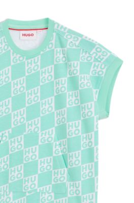 Kids' cotton-blend sweatshirt dress with logo print, Green