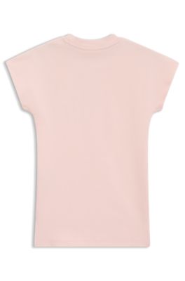 Vestido estilo camiseta para ni&ntilde;as en algod&oacute;n con logo de dise&ntilde;o, Rosa claro