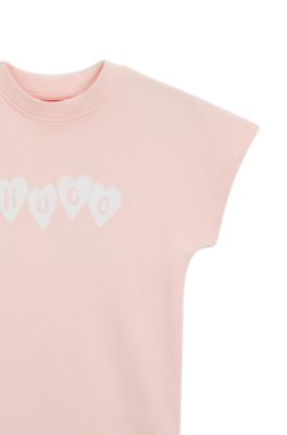 Kids' cotton T-shirt dress with logo artwork, light pink