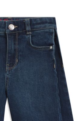Kids' blue stretch denim shorts, Patterned