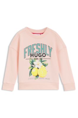Kids' fleece sweatshirt with logo graphic, light pink