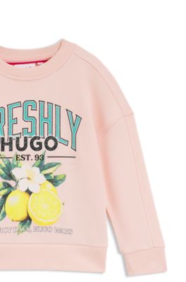 Kids' fleece sweatshirt with logo graphic, light pink