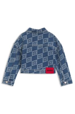 Chaqueta denim para ni&ntilde;os con logo apilado en jacquard, Fantas&iacute;a