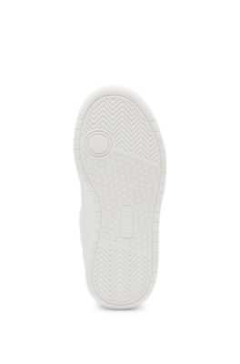 Kids' faux-leather sneakers with logo details, White