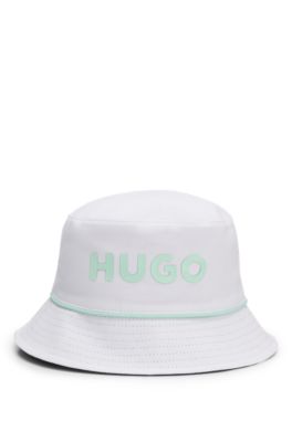 Kids' reversible bucket hat in cotton twill, Black