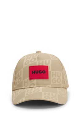 Kids' cotton-twill cap with stacked logos, Khaki