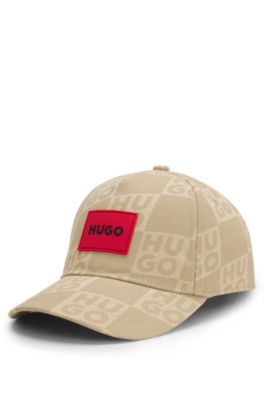 Kids' cotton-twill cap with stacked logos, Khaki