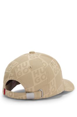 Kids' cotton-twill cap with stacked logos, Khaki