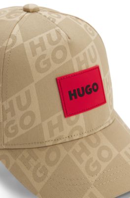 Kids' cotton-twill cap with stacked logos, Khaki