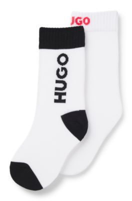 Paquete de dos calcetines para ni&ntilde;os de algod&oacute;n, Blanco