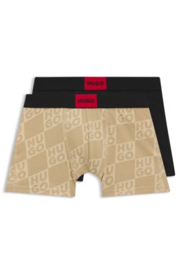 Paquete de dos calzoncillos b&oacute;xer para ni&ntilde;os de algod&oacute;n el&aacute;stico, Negro