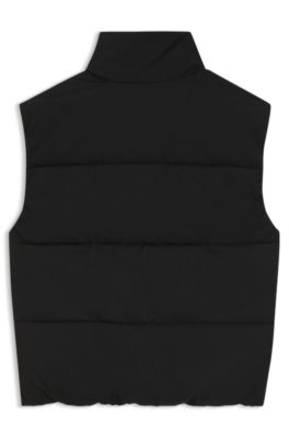 Kids' padded vest with red logo badge, Black