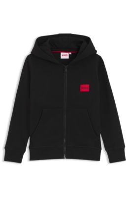 Prenda con capucha y cremallera para ni&ntilde;os en algod&oacute;n, Negro