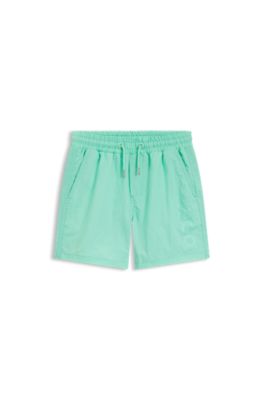 Kids' swim shorts with contrast logo print, Green